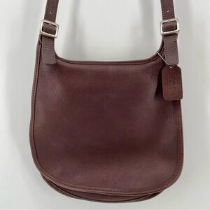 Vintage Coach Hippie Flap Crossbody Bag Brown Leather J8D9135